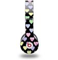 Skin Decal Wrap works with Original Beats Solo HD Headphones Pastel Hearts on Black Skin Only (HEADPHONES NOT INCLUDED)