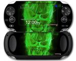 Flaming Fire Skull Green - Decal Style Skin fits Sony PS Vita