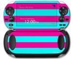 Kearas Psycho Stripes Neon Teal and Hot Pink - Decal Style Skin fits Sony PS Vita