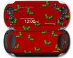 Christmas Holly Leaves on Red - Decal Style Skin fits Sony PS Vita