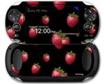 Strawberries on Black - Decal Style Skin fits Sony PS Vita