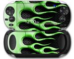 Metal Flames Green - Decal Style Skin fits Sony PS Vita