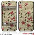 iPhone 4S Skin Flowers and Berries Red