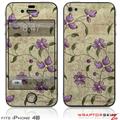 iPhone 4S Skin Flowers and Berries Purple