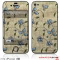 iPhone 4S Skin Flowers and Berries Blue