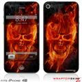 iPhone 4S Skin Flaming Fire Skull Orange