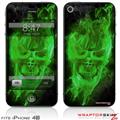 iPhone 4S Skin Flaming Fire Skull Green