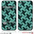 iPhone 4S Skin Retro Houndstooth Seafoam Green