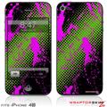 iPhone 4S Skin Halftone Splatter Hot Pink Green