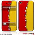 iPhone 4S Skin Ripped Colors Red Yellow
