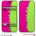 iPhone 4S Skin Ripped Colors Hot Pink Neon Green