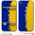 iPhone 4S Skin Ripped Colors Blue Yellow