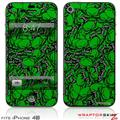 iPhone 4S Skin Scattered Skulls Green