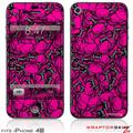 iPhone 4S Skin Scattered Skulls Hot Pink