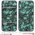 iPhone 4S Skin Scattered Skulls Seafoam Green