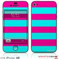 iPhone 4S Skin Kearas Psycho Stripes Neon Teal and Hot Pink