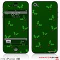 iPhone 4S Skin Christmas Holly Leaves on Green