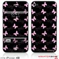 iPhone 4S Skin Pastel Butterflies Pink on Black