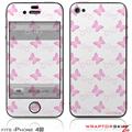 iPhone 4S Skin Pastel Butterflies Pink on White