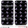 iPhone 4S Skin Pastel Butterflies Purple on Black
