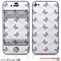 iPhone 4S Skin Pastel Butterflies Purple on White