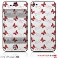 iPhone 4S Skin Pastel Butterflies Red on White