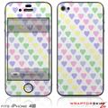 iPhone 4S Skin Pastel Hearts on White