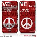 iPhone 4S Skin Love and Peace Red