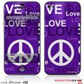 iPhone 4S Skin Love and Peace Purple