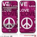 iPhone 4S Skin Love and Peace Hot Pink