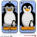 iPhone 4S Skin Penguins on Blue