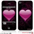 iPhone 4S Skin Glass Heart Grunge Hot Pink