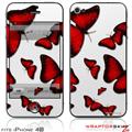 iPhone 4S Skin Butterflies Red