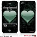 iPhone 4S Skin Glass Heart Grunge Seafoam Green
