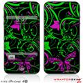 iPhone 4S Skin Twisted Garden Green and Hot Pink