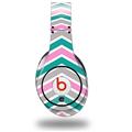 WraptorSkinz Skin Decal Wrap compatible with Original Beats Studio Headphones Zig Zag Teal Pink and Gray Skin Only (HEADPHONES NOT INCLUDED)