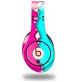 WraptorSkinz Skin Decal Wrap compatible with Original Beats Studio Headphones Ripped Colors Hot Pink Neon Teal Skin Only (HEADPHONES NOT INCLUDED)
