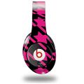 WraptorSkinz Skin Decal Wrap compatible with Original Beats Studio Headphones Houndstooth Hot Pink on Black Skin Only (HEADPHONES NOT INCLUDED)