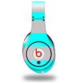 WraptorSkinz Skin Decal Wrap compatible with Original Beats Studio Headphones Kearas Psycho Stripes Neon Teal and Gray Skin Only (HEADPHONES NOT INCLUDED)