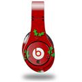 WraptorSkinz Skin Decal Wrap compatible with Original Beats Studio Headphones Christmas Holly Leaves on Red Skin Only (HEADPHONES NOT INCLUDED)