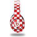 WraptorSkinz Skin Decal Wrap compatible with Original Beats Studio Headphones Checkered Canvas Red and White Skin Only (HEADPHONES NOT INCLUDED)