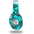 WraptorSkinz Skin Decal Wrap compatible with Original Beats Studio Headphones Scattered Skulls Neon Teal Skin Only (HEADPHONES NOT INCLUDED)