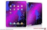 iPad Skin Halftone Splatter Blue Hot Pink (fits iPad 2 through iPad 4)
