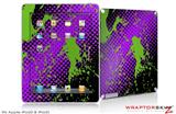 iPad Skin Halftone Splatter Green Purple (fits iPad 2 through iPad 4)