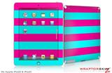 iPad Skin Kearas Psycho Stripes Neon Teal and Hot Pink (fits iPad 2 through iPad 4)