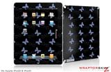 iPad Skin Pastel Butterflies Blue on Black (fits iPad 2 through iPad 4)