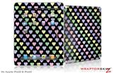 iPad Skin Pastel Hearts on Black (fits iPad 2 through iPad 4)