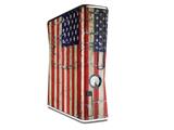 Painted Faded and Cracked USA American Flag Decal Style Skin for XBOX 360 Slim Vertical