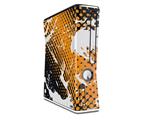 Halftone Splatter White Orange Decal Style Skin for XBOX 360 Slim Vertical