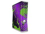 Halftone Splatter Green Purple Decal Style Skin for XBOX 360 Slim Vertical